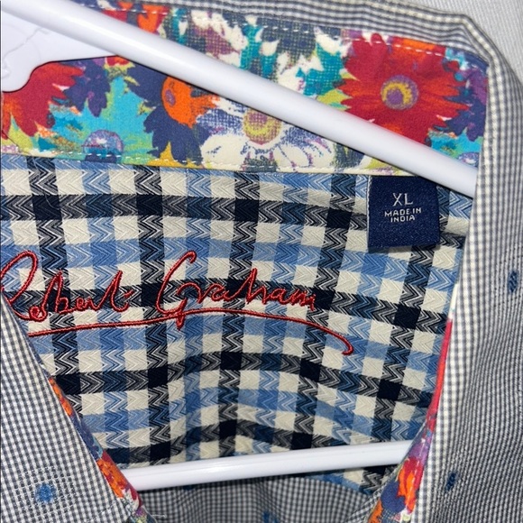 Robert Graham Blue Gray Polka Dot Shirt - Picture 3 of 10